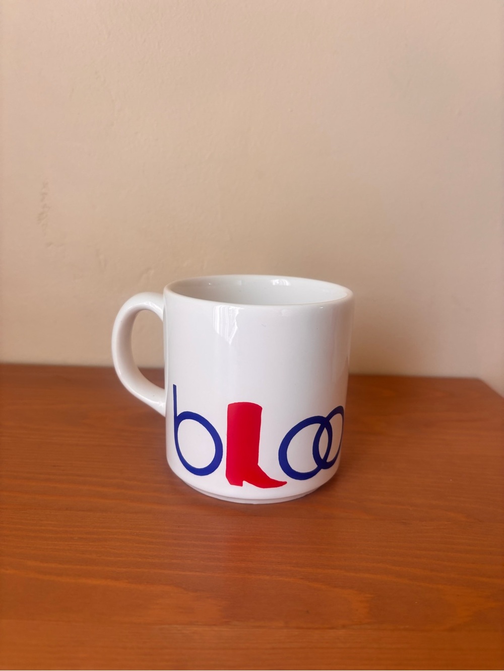 Collectible Vintage Bloomies White Cowboy Boot Mug Bloomingdale's Coffee Cup 80s